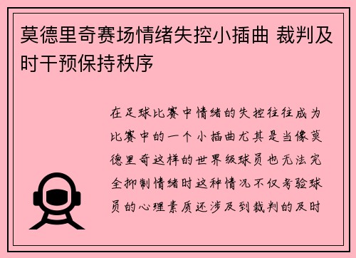 莫德里奇赛场情绪失控小插曲 裁判及时干预保持秩序