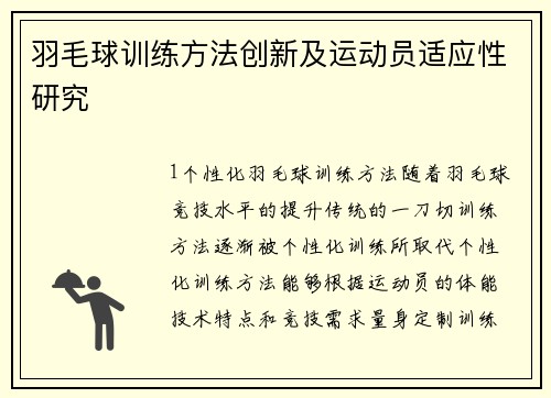 羽毛球训练方法创新及运动员适应性研究
